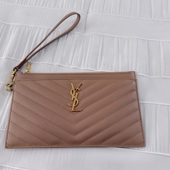 Yves Saint Laurent Handbags - Yves Saint Laurent Tan Quilted Wristlet AUTHENTIC!